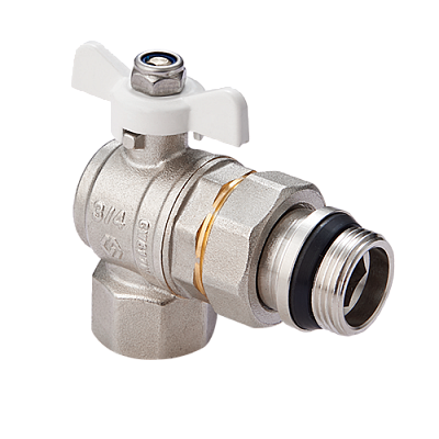 BV.523.04 Кран-американка угловой  с кольцом MVI 1/2" внутренняя-наружная, бабочка